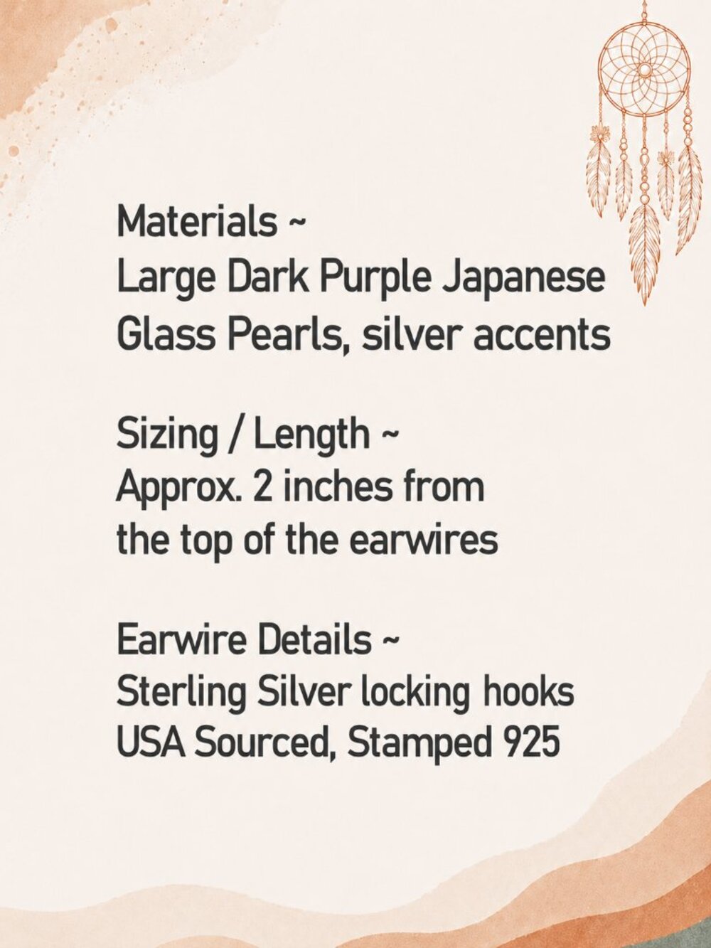 Purple Pearl Earrings Japanese Glass Sterling Silver - Picture 2 of 8